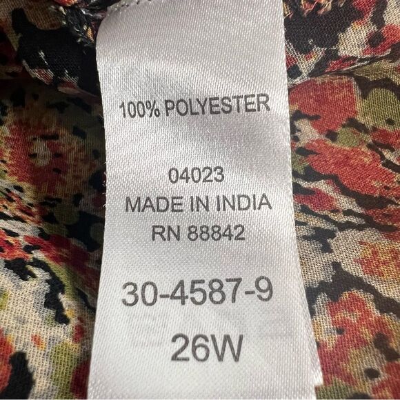 Roaman’s Floral Pleated Top Womens 26W Split Neck 3/4 Sleeve Lightweight Blouse - Picture 6 of 7